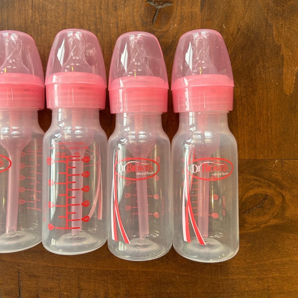(5) Dr. Browns Natural Flow Anti-Colic Baby Bottles Level 1 Pink 4 Oz - Picture 4 of 5